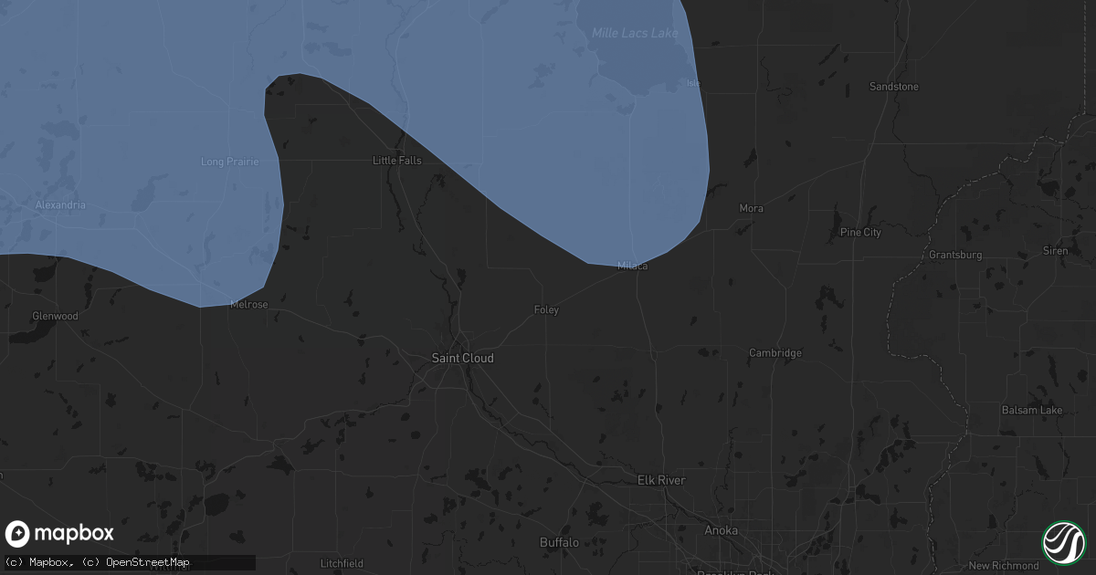 Hail map in Foley, MN on July 6, 2026