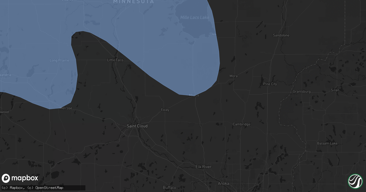 Hail map in Foreston, MN on July 6, 2026