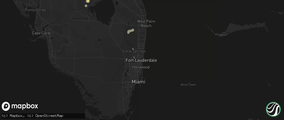 Hail map in Fort Lauderdale, FL on July 6, 2026