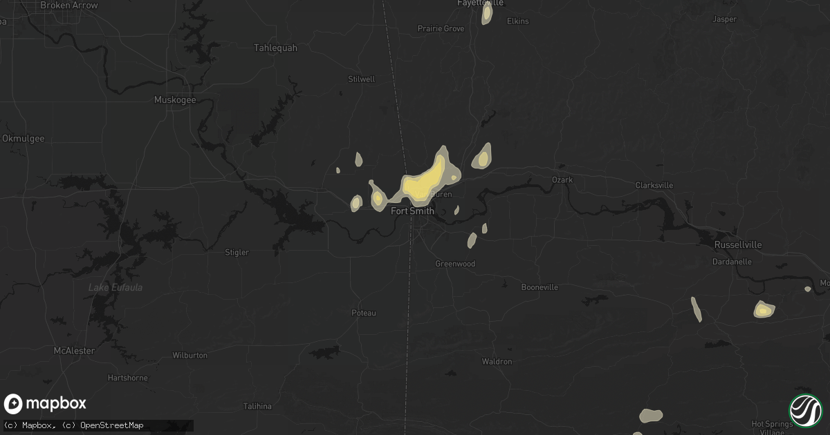 Hail map in Fort Smith, AR on July 6, 2026