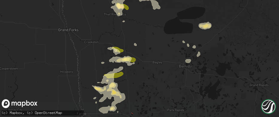 Hail map in Fosston, MN on July 6, 2026