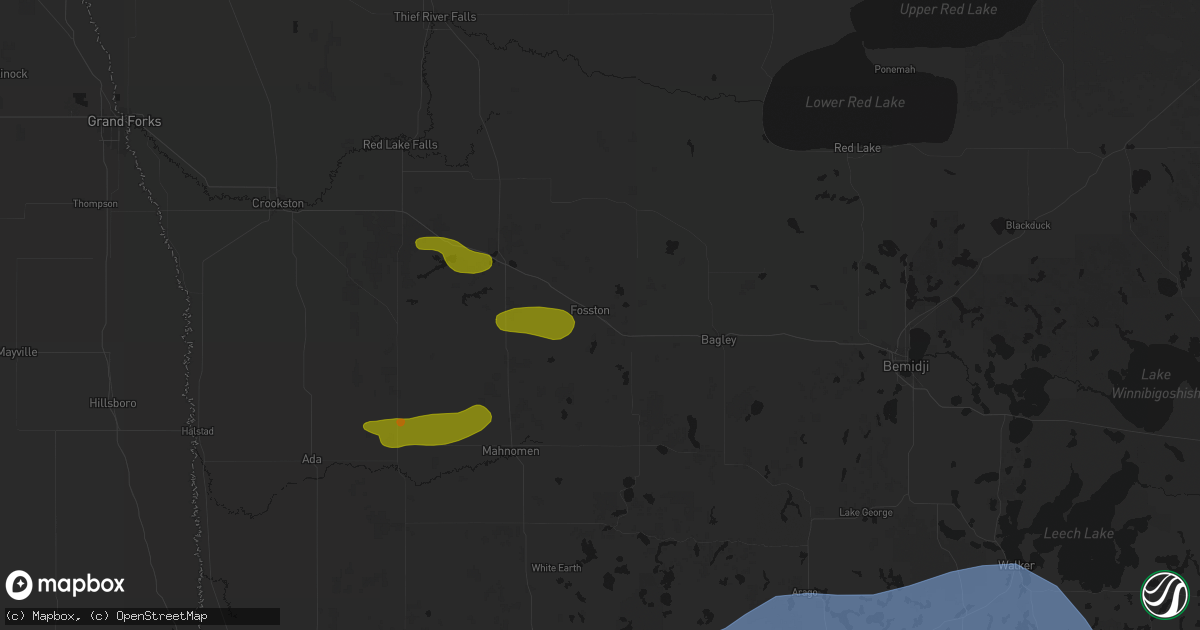 Hail map in Fosston, MN on July 6, 2026