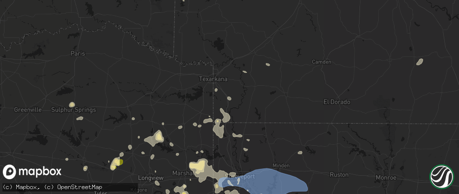 Hail map in Fouke, AR on July 6, 2026