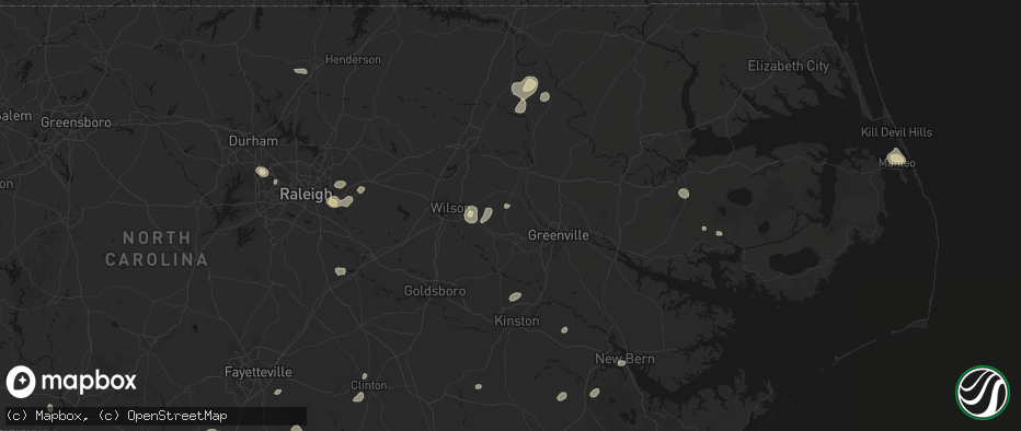 Hail map in Fountain, NC on July 6, 2026