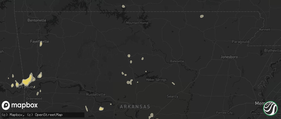 Hail map in Fox, AR on July 6, 2026