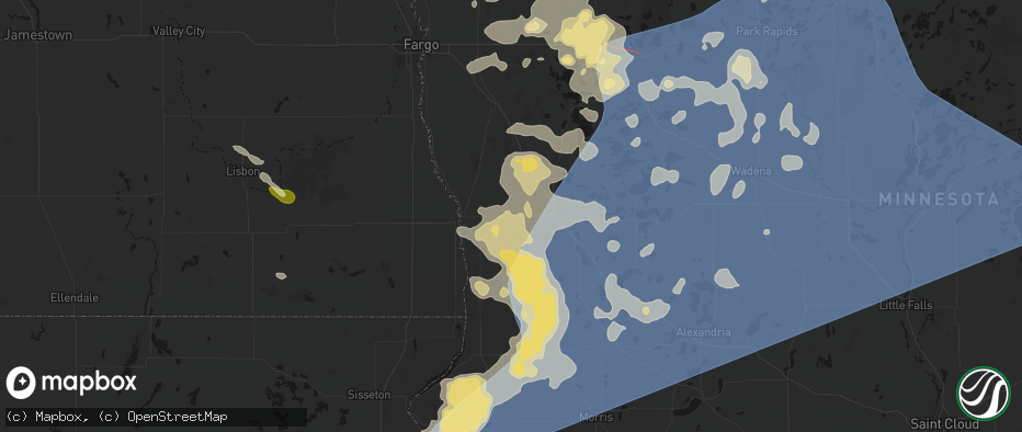 Hail map in Foxhome, MN on July 6, 2026