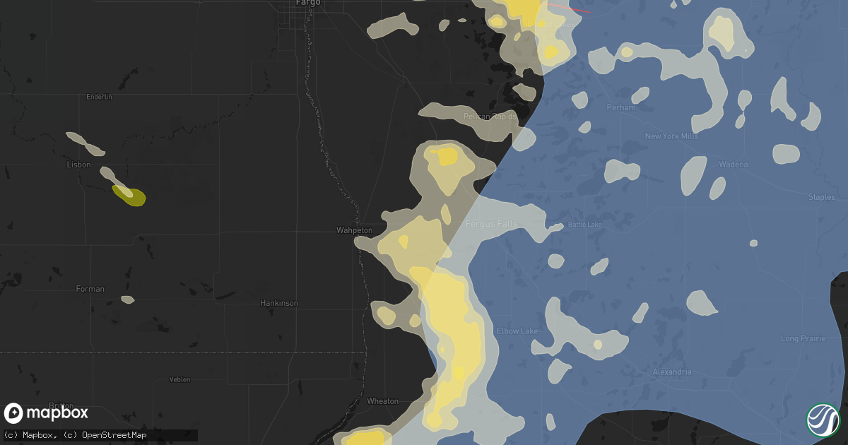 Hail map in Foxhome, MN on July 6, 2026