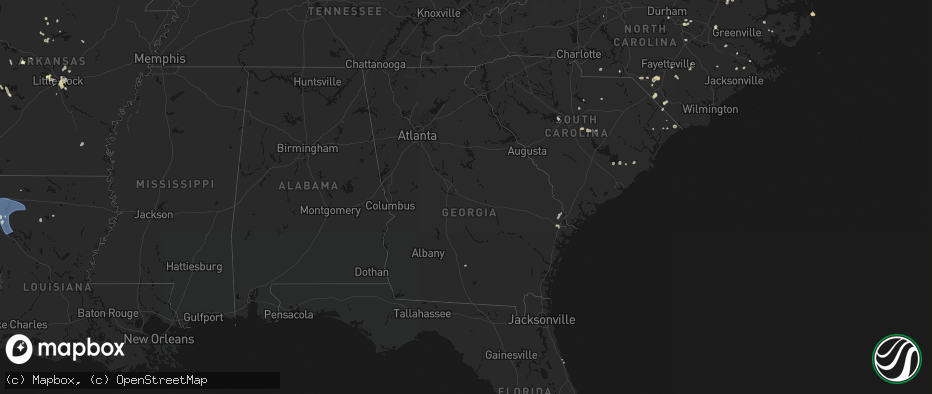 Hail map in Georgia on July 6, 2026
