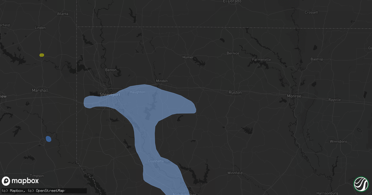 Hail map in Gibsland, LA on July 6, 2026