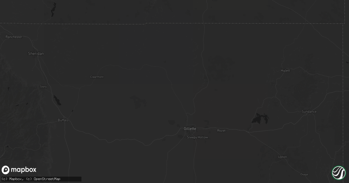 Hail map in Gillette, WY on July 6, 2026