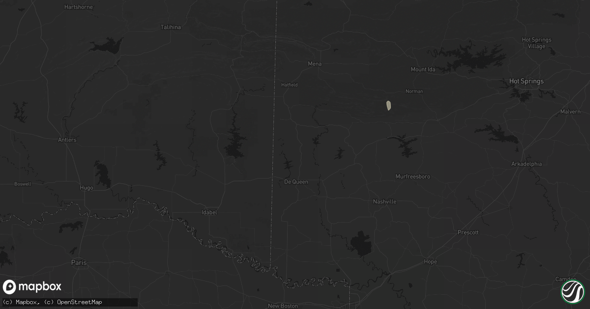 Hail map in Gillham, AR on July 6, 2026