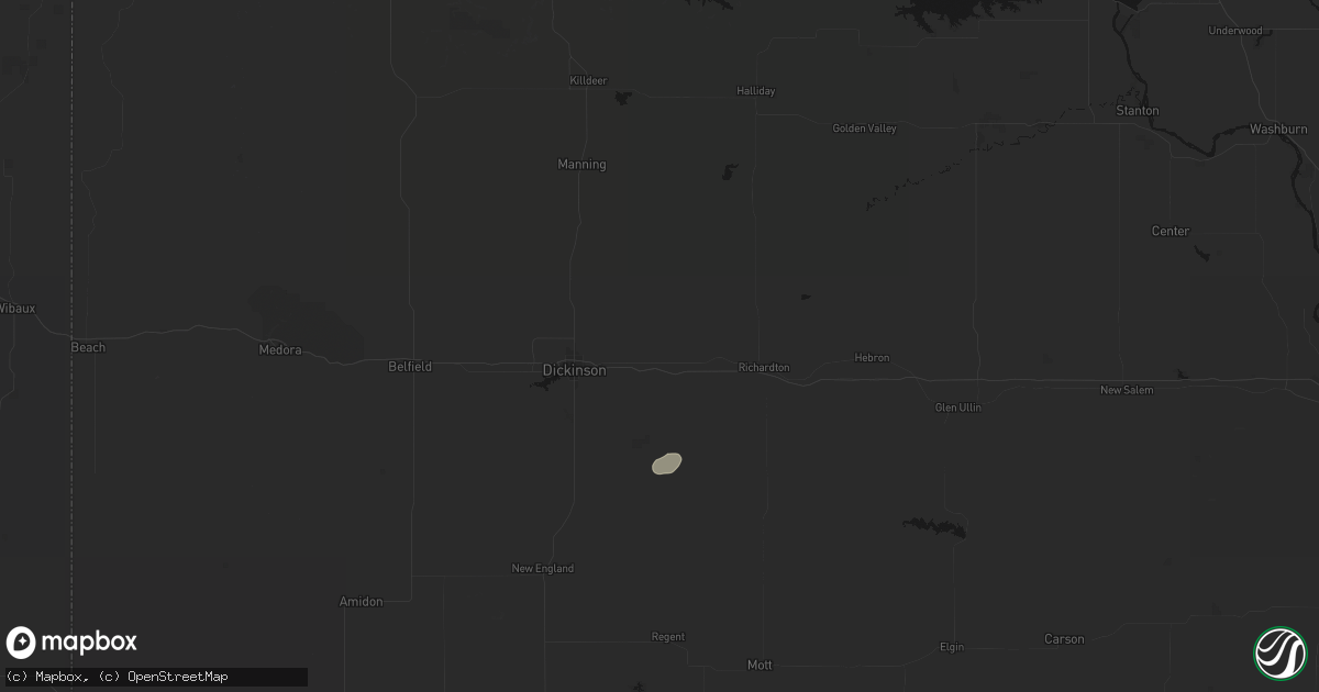 Hail map in Gladstone, ND on July 6, 2026