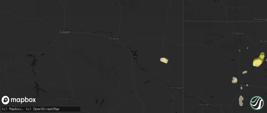Hail map in Glendo, WY on July 6, 2026