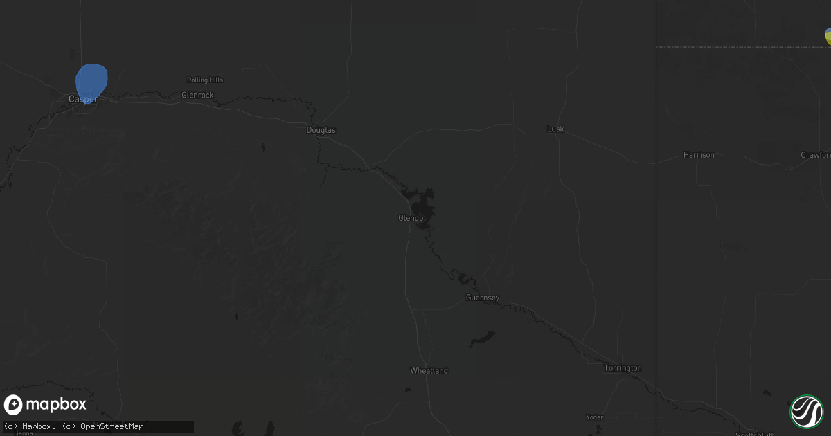 Hail map in Glendo, WY on July 6, 2026
