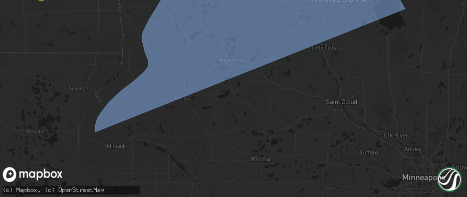 Hail map in Glenwood, MN on July 6, 2026