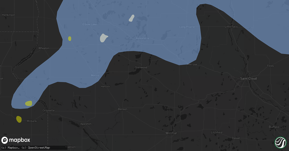 Hail map in Glenwood, MN on July 6, 2026