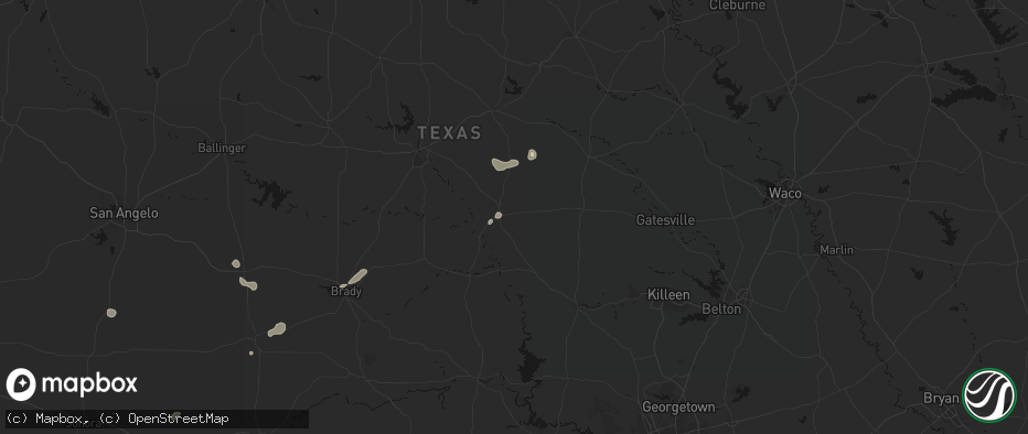 Hail map in Goldthwaite, TX on July 6, 2026