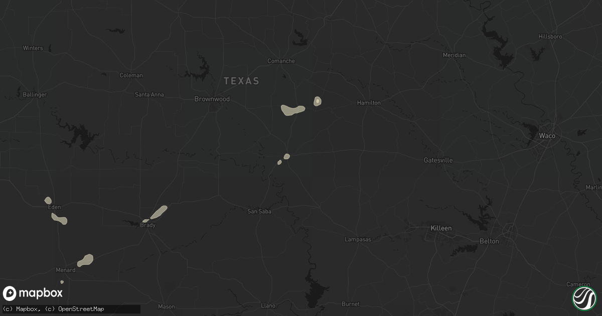Hail map in Goldthwaite, TX on July 6, 2026