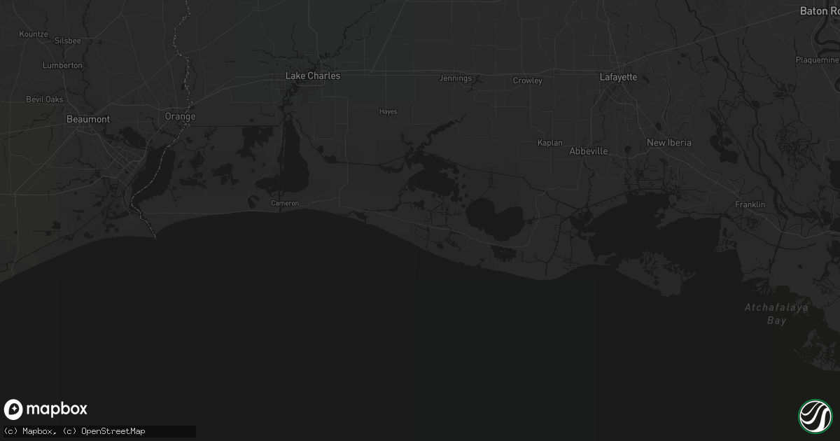 Hail map in Grand Chenier, LA on July 6, 2026