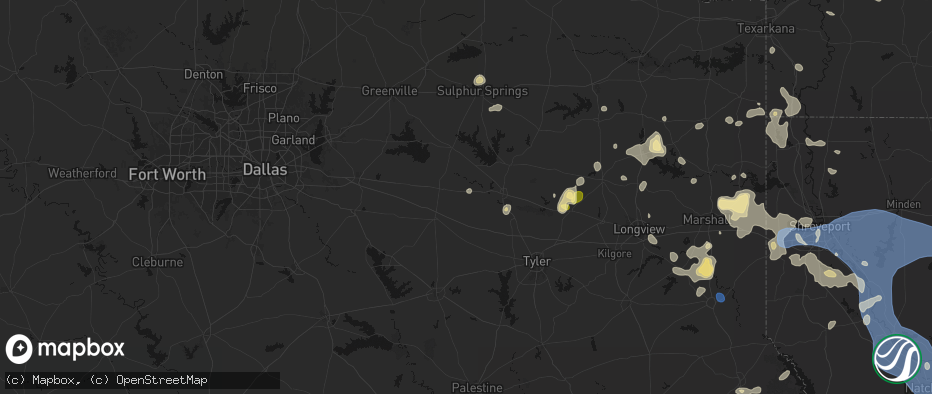 Hail map in Grand Saline, TX on July 6, 2026