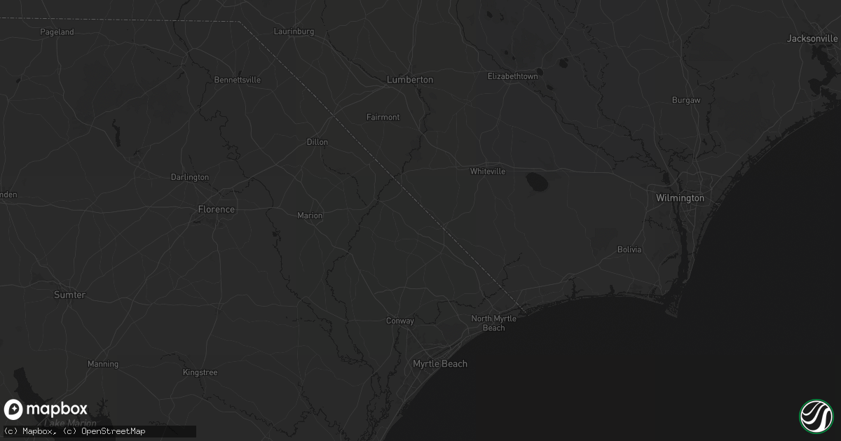 Hail map in Green Sea, SC on July 6, 2026