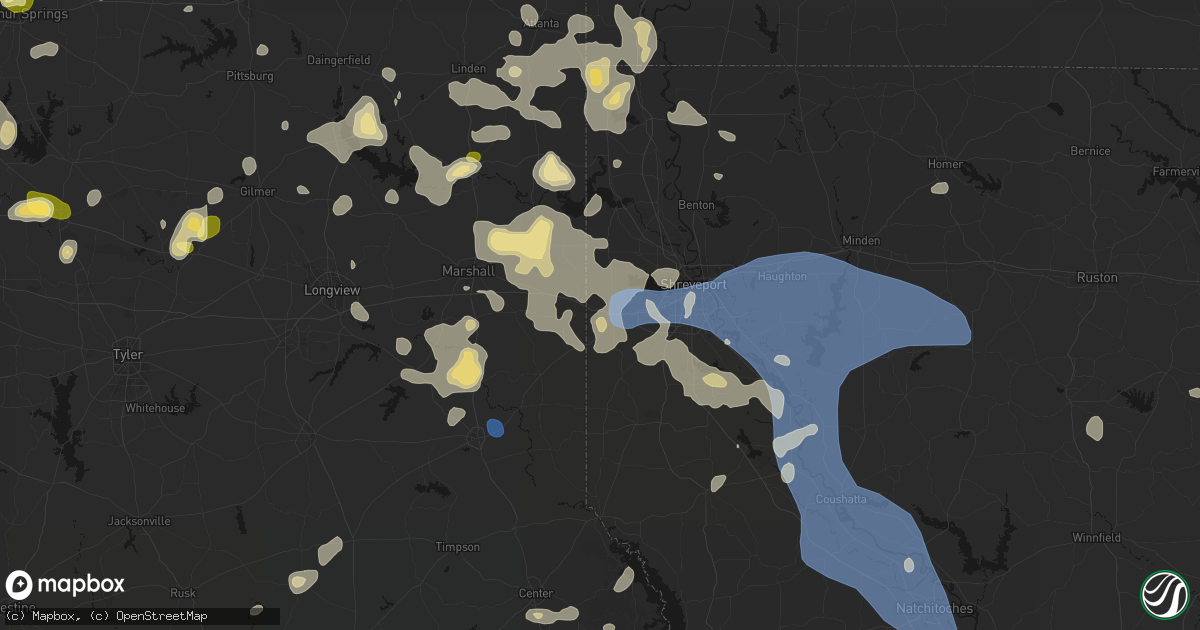 Hail map in Greenwood, LA on July 6, 2026