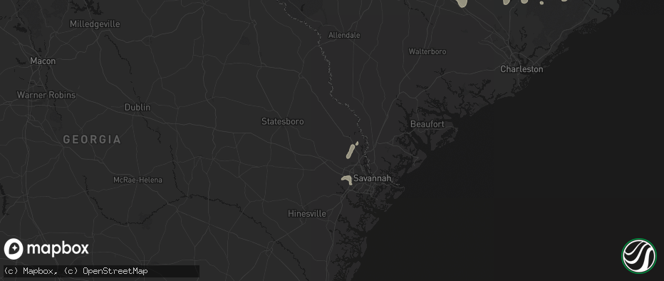 Hail map in Guyton, GA on July 6, 2026
