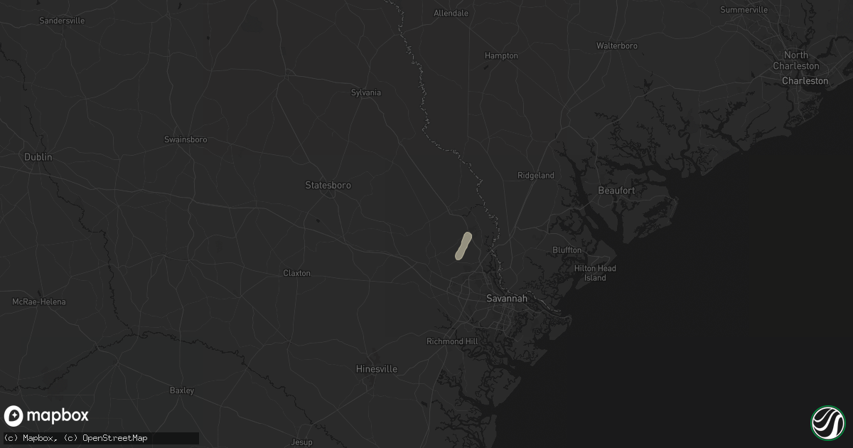 Hail map in Guyton, GA on July 6, 2026