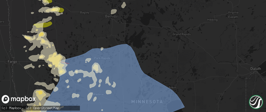 Hail map in Hackensack, MN on July 6, 2026