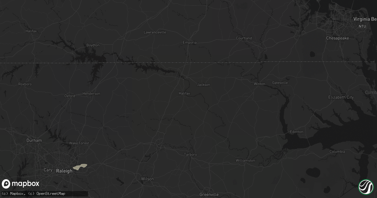 Hail map in Halifax, NC on July 6, 2026