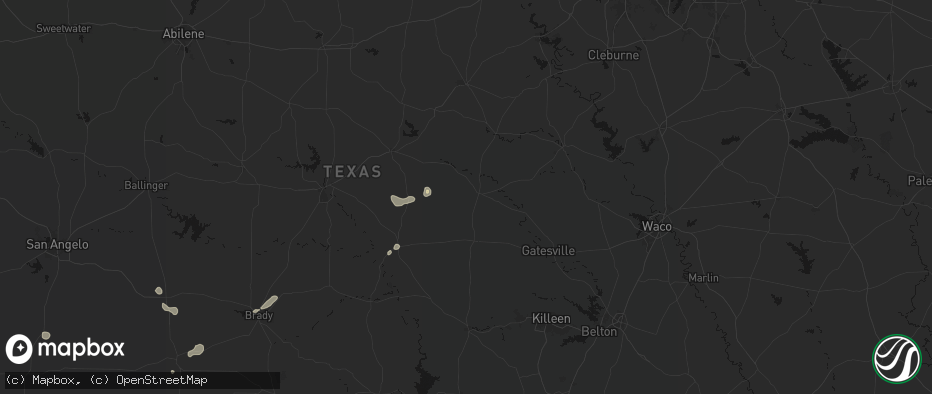 Hail map in Hamilton, TX on July 6, 2026