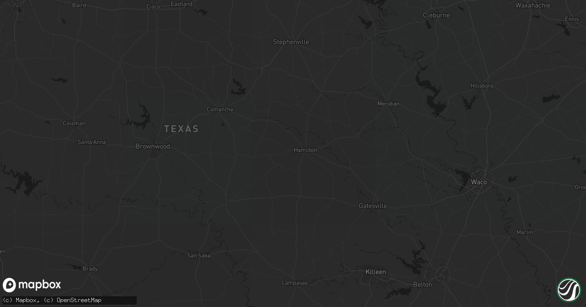 Hail map in Hamilton, TX on July 6, 2026