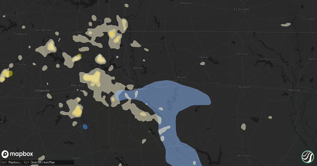 Hail map in Haughton, LA on July 6, 2026