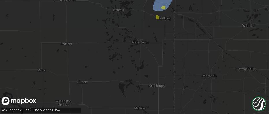 Hail map in Hayti, SD on July 6, 2026