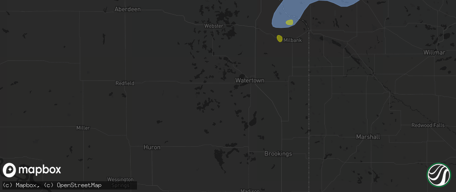 Hail map in Hazel, SD on July 6, 2026