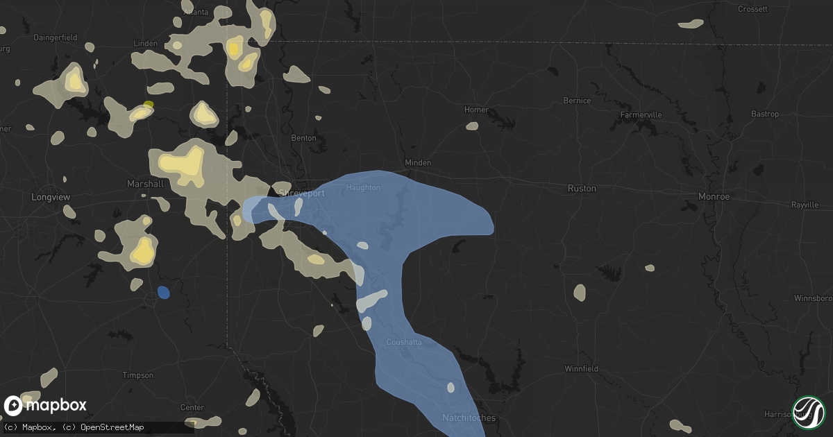 Hail map in Heflin, LA on July 6, 2026