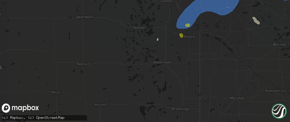 Hail map in Henry, SD on July 6, 2026