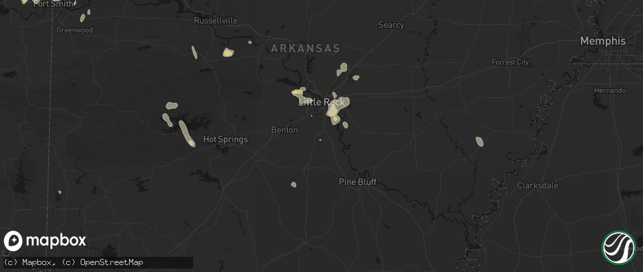Hail map in Hensley, AR on July 6, 2026