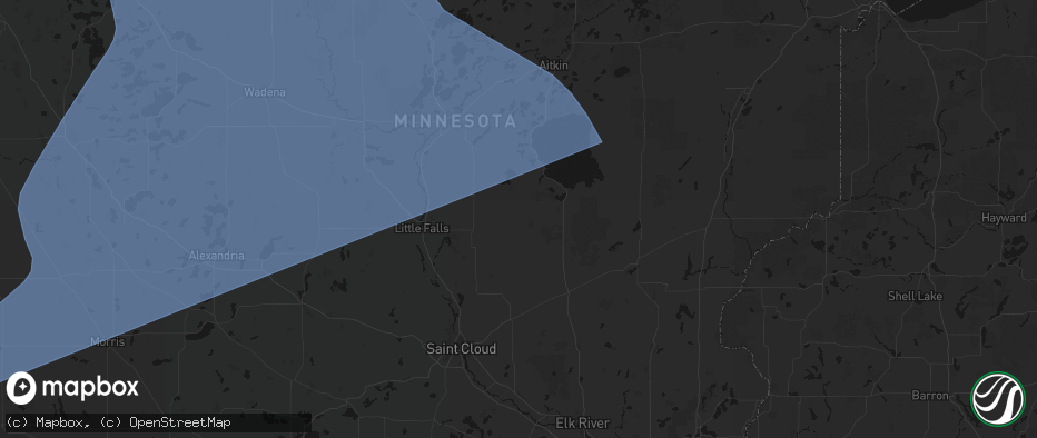 Hail map in Hillman, MN on July 6, 2026