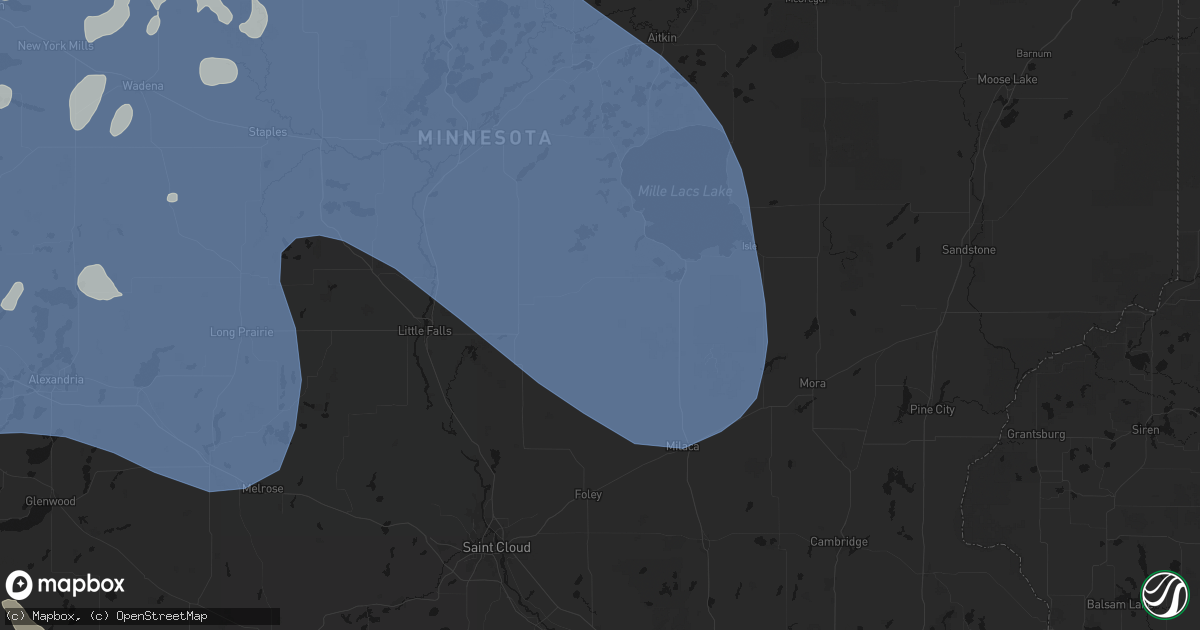 Hail map in Hillman, MN on July 6, 2026