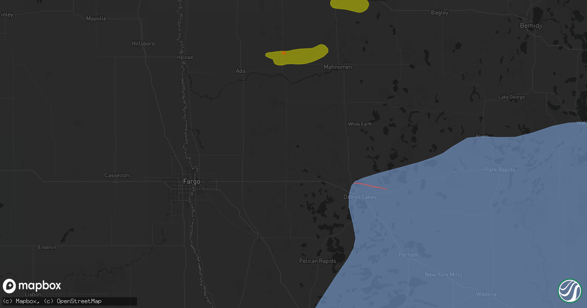 Hail map in Hitterdal, MN on July 6, 2026