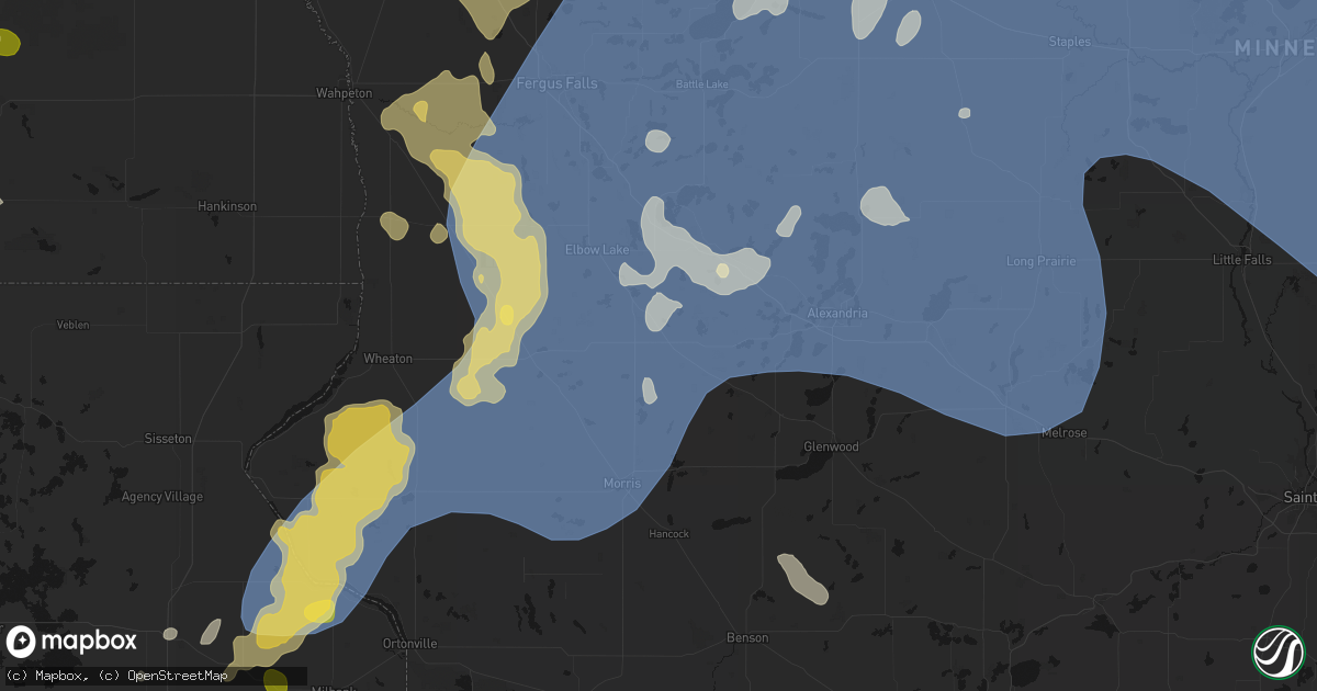 Hail map in Hoffman, MN on July 6, 2026