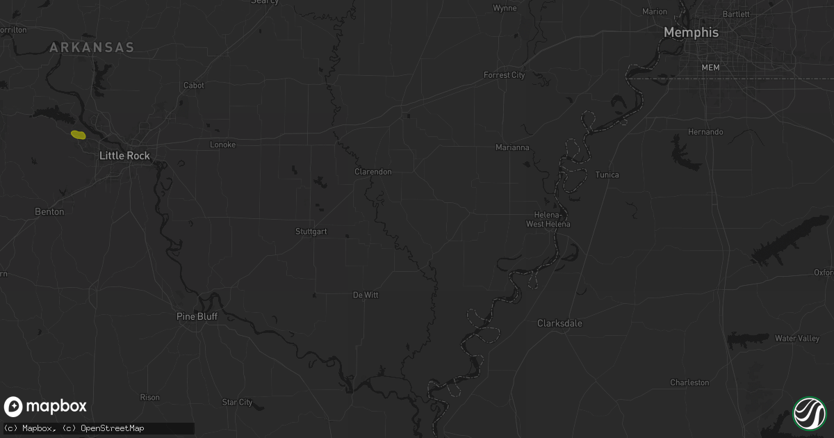 Hail map in Holly Grove, AR on July 6, 2026