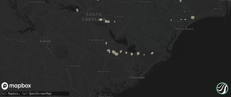 Hail map in Holly Hill, SC on July 6, 2026