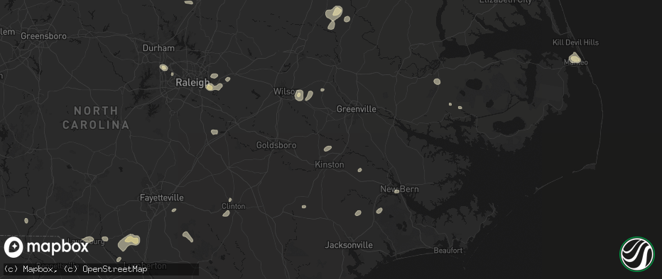 Hail map in Hookerton, NC on July 6, 2026