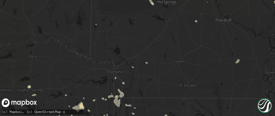 Hail map in Hope, AR on July 6, 2026