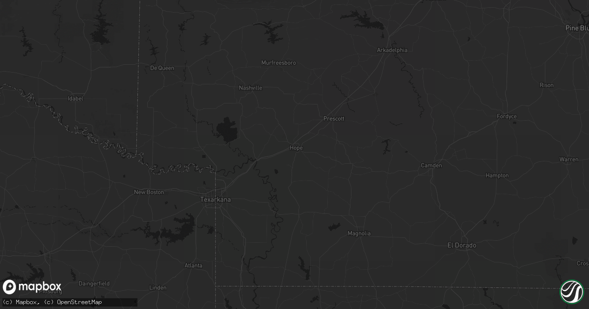 Hail map in Hope, AR on July 6, 2026