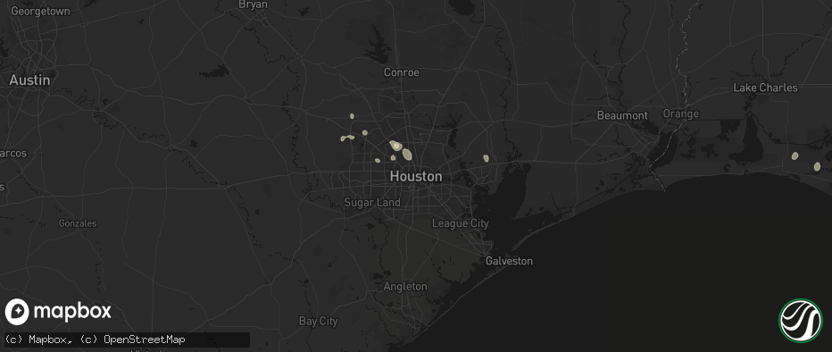 Hail map in Houston, TX on July 6, 2026