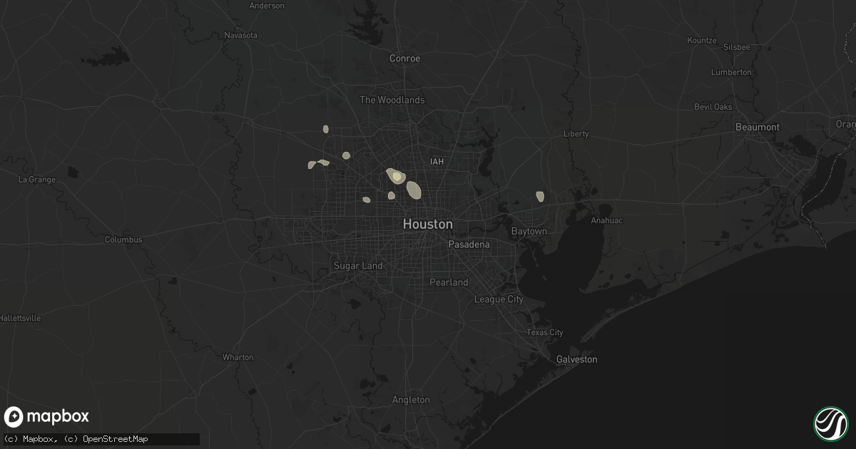 Hail map in Houston, TX on July 6, 2026