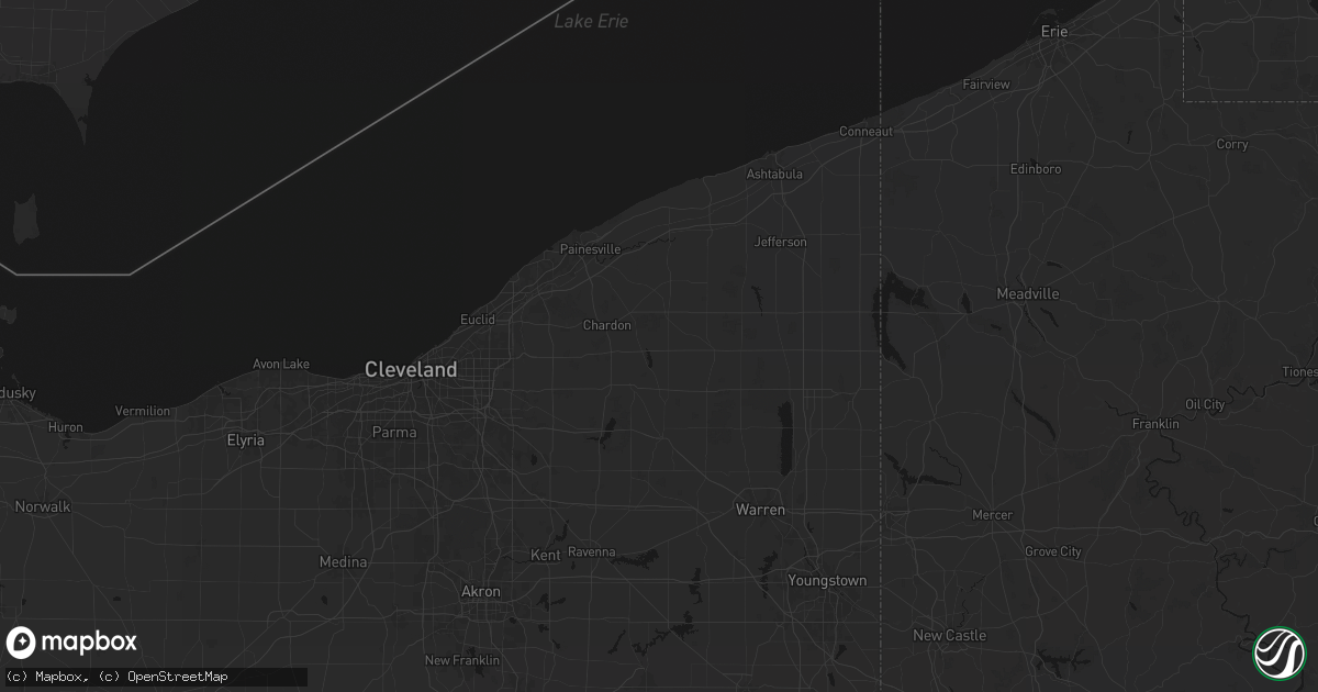 Hail map in Huntsburg, OH on July 6, 2026